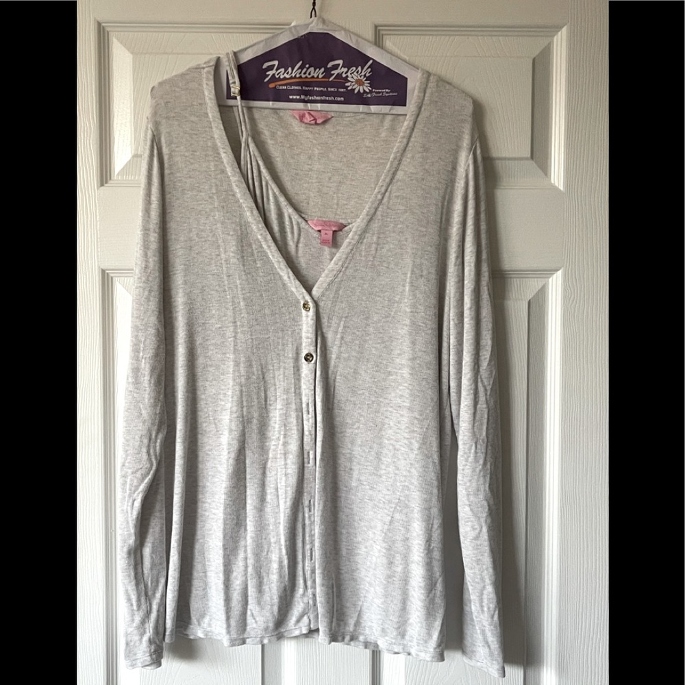 Lilly Pulitzer 2 piece cardigan tank XL EUC